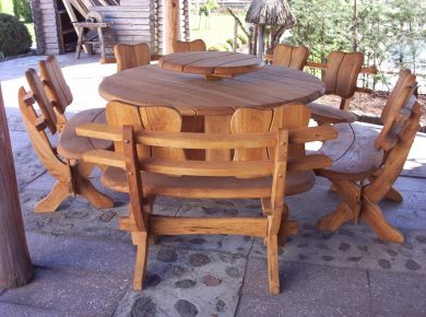 Solid oak patio set Country Round 5