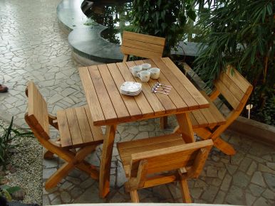 Solid oak garden/patio furniture set Domino SQ