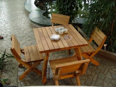 Solid oak garden/patio furniture set Domino SQ